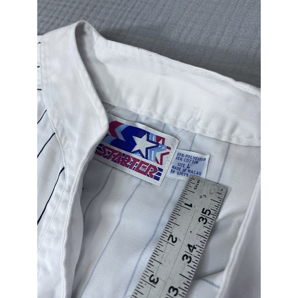 VTG 90s 00s Starter Detroit Tigers Pinstripe Jersey Men’s L Script Logo Rare MLB - Picture 3 of 10